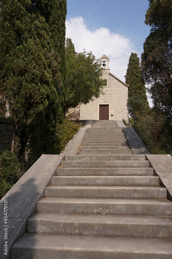 Stairs leading to Our Lady of Bethlehem Church on Marjan Hill, Split