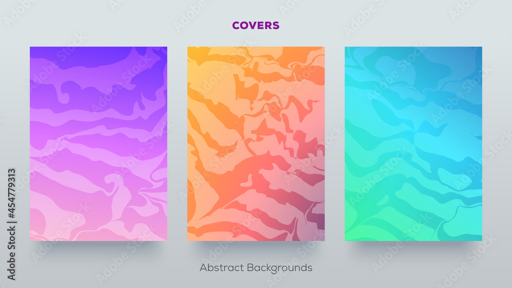 Set of abstract minimal geometric backgrounds. Colorful halftone gradients.