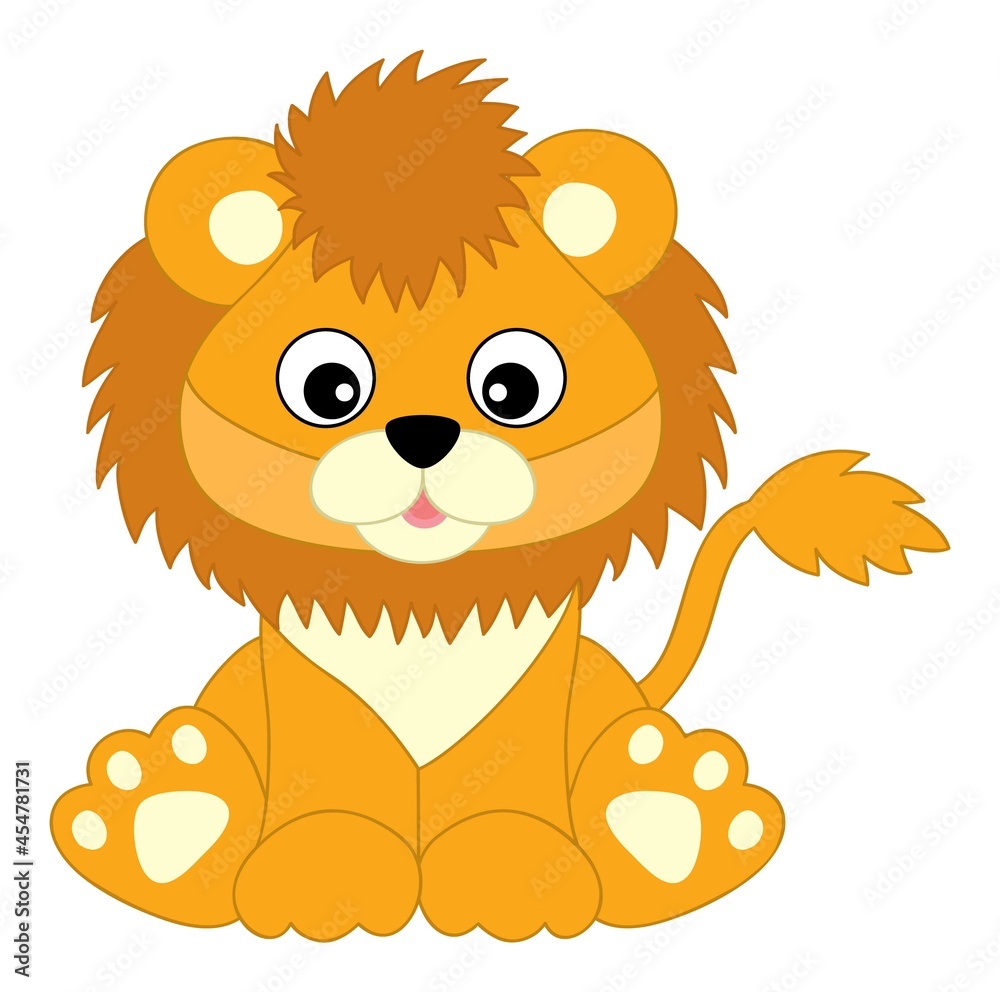 Cute Baby Lion Sitting. Vector Lion Cub Cute Baby Lion Sitting. Vector Lion Cub