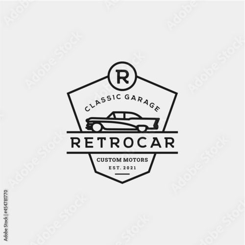 Vintage Retro car logo design. vintage or classic or retro badge emblem style
