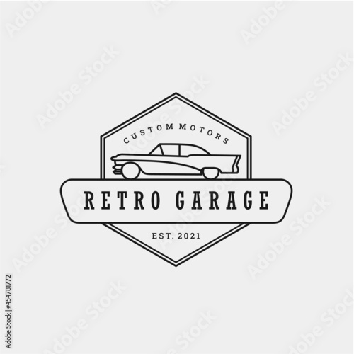 Vintage Retro car logo design. vintage or classic or retro badge emblem style