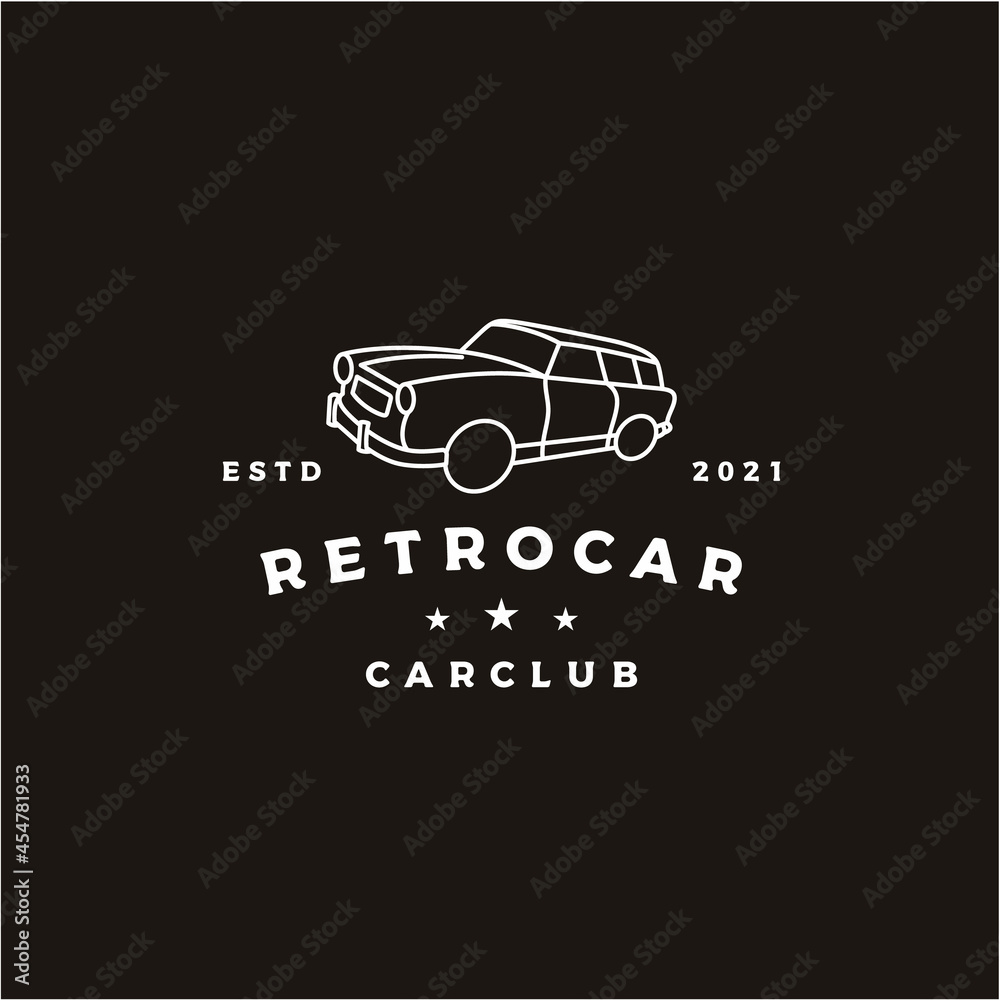 Fototapeta premium Vintage Retro car logo design. vintage or classic or retro badge emblem style