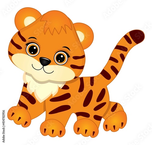 Cute Cartoon Baby Tiger. Vector Tiger
