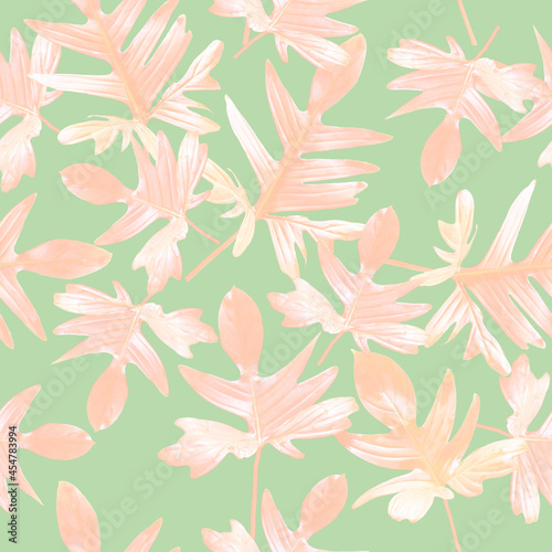 Seamless pattern with leaves. Floral background
