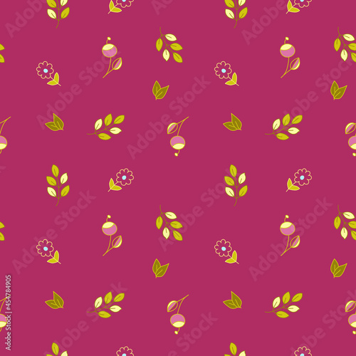  Abstract seamless pattern. Floral background. Ethnic Fabric with multi colored flowers and leaves  boho style 