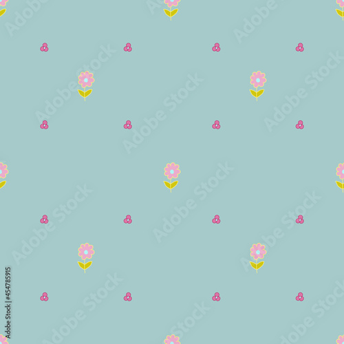  Abstract seamless pattern. Floral background. Ethnic Fabric with multi colored flowers and leaves, boho style
