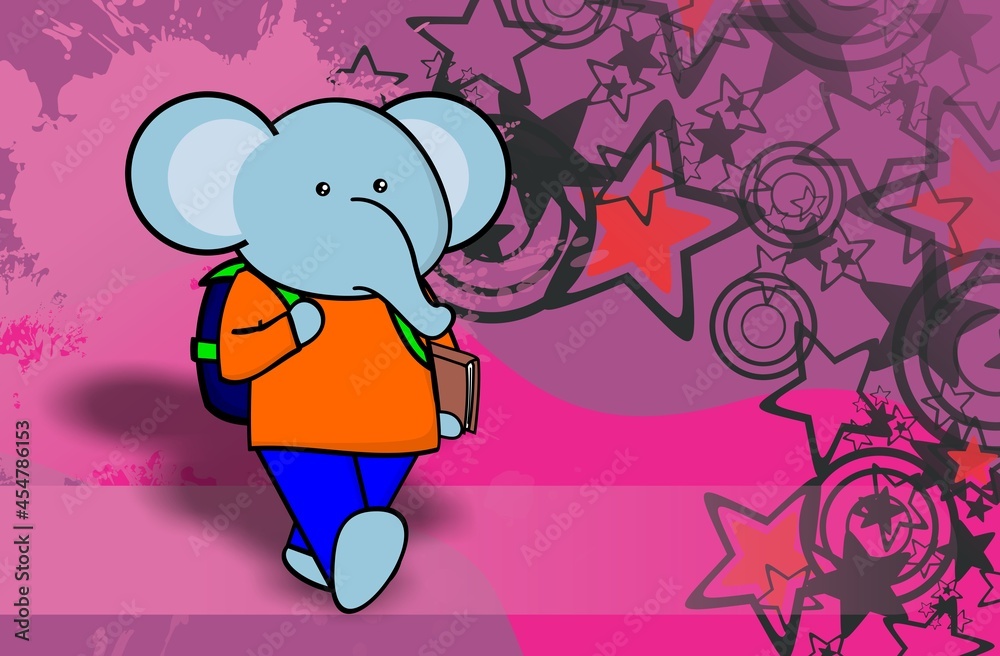 Obraz premium cute elaphant kid character cartoon back to school background illustration