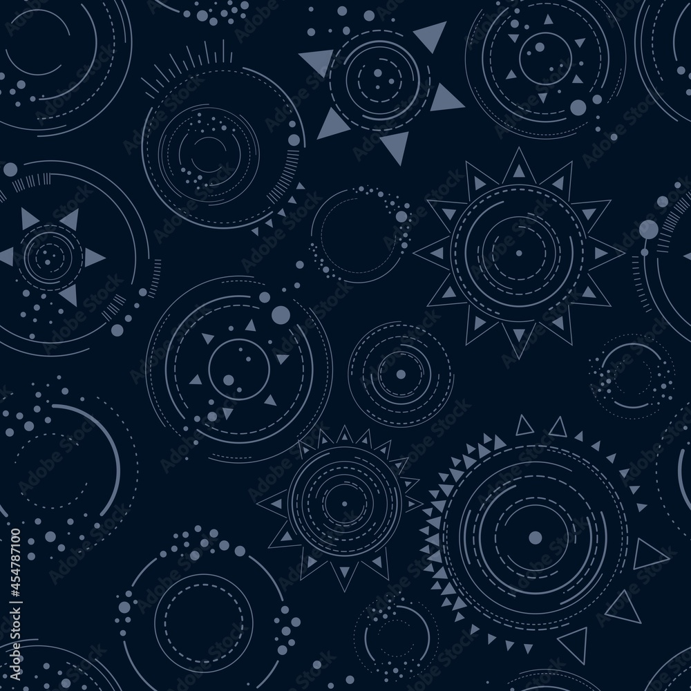 Astrology abstract vector seamless texture with stars and circles Astrology abstract vector seamless texture with stars and circles