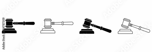 judge gavel icon set. judge gavel vector illustrations symbol
