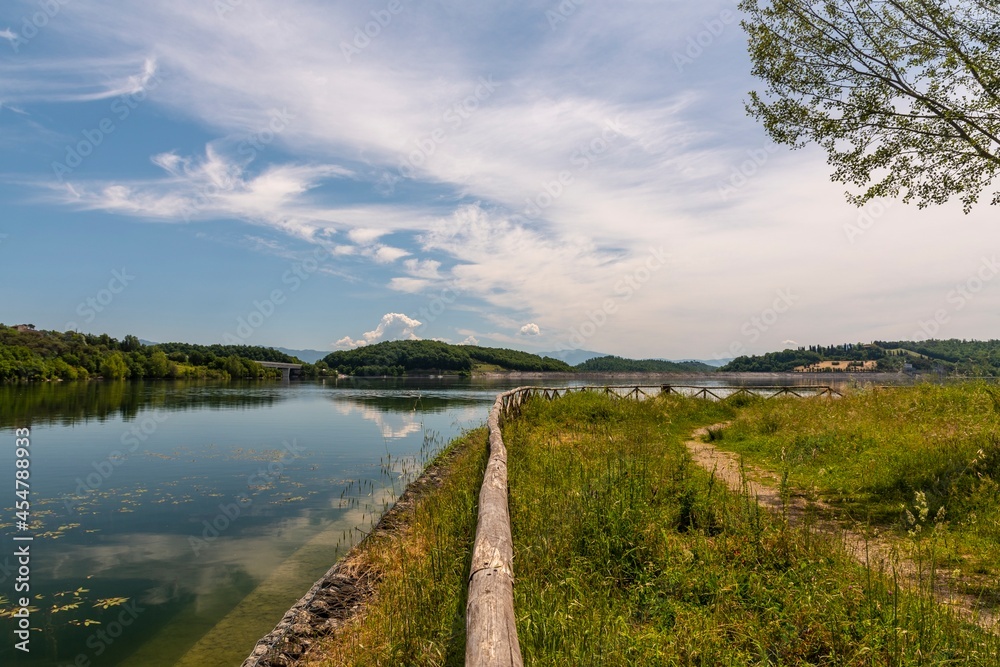 View of the Bilancino lake in Mugello in Tuscany View of the Bilancino lake in Mugello in Tuscany