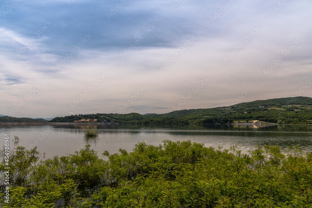 View of the Bilancino lake in Mugello in Tuscany View of the Bilancino lake in Mugello in Tuscany