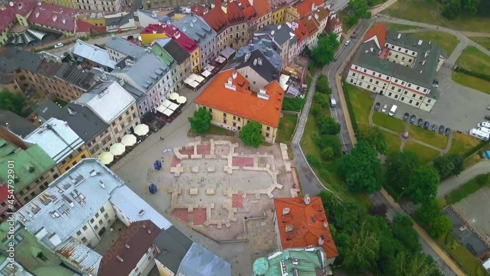 Aerial view of Lublin Old Town, Plac Po Farze Aerial view of Lublin Old Town, Plac Po Farze