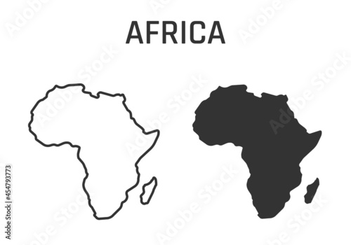 africa map icon, outline and silhouette of the african continent