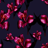Seamless Watercolor pattern with leaves. Floral background