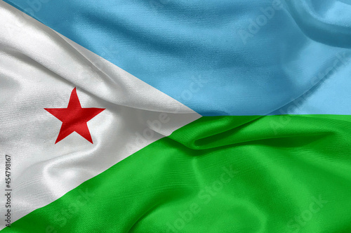 Djibouti flag blowing in the wind