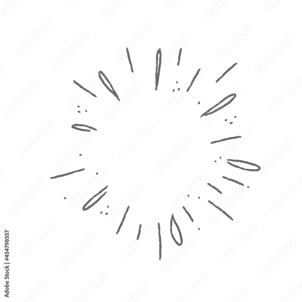 Sunburst doodle. Star, firework explosion. Hand drawn vector Illustration.