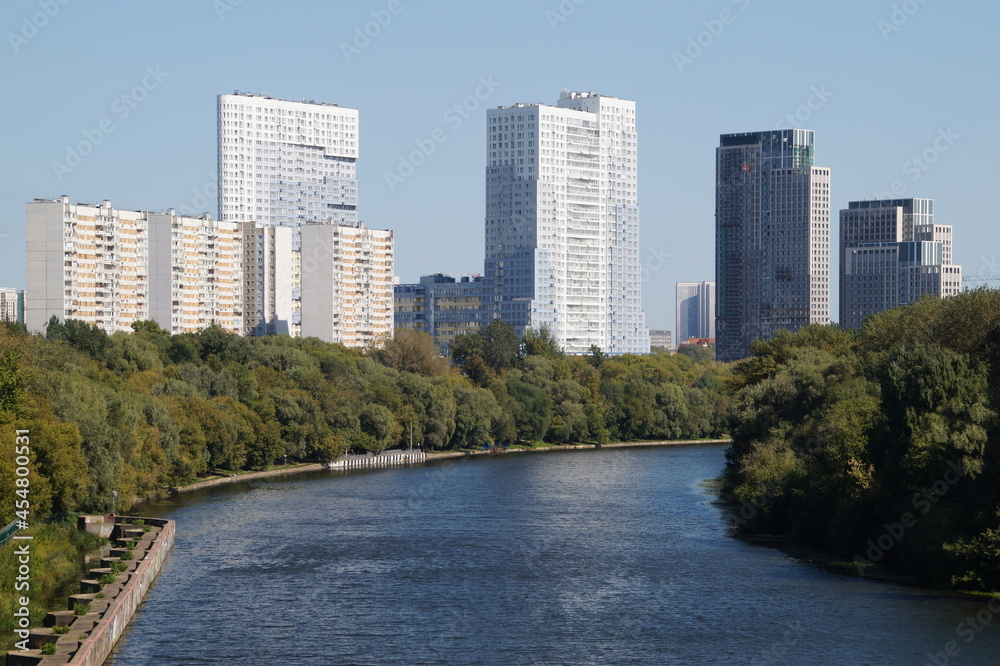 moscow: city river and skyscrapers