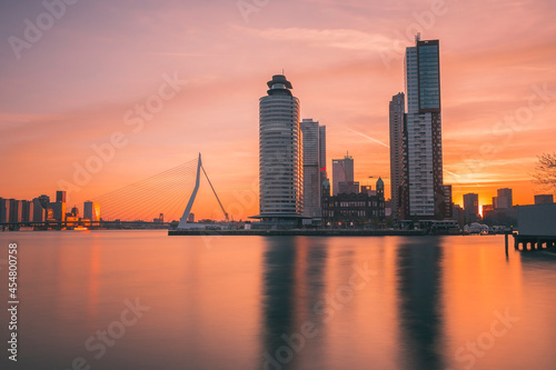Rotterdam skyline at sunrise. photo