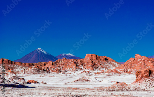 Volcanoes Licancabur and Juriques, Moon Valley, Atacama desert, Chile photo
