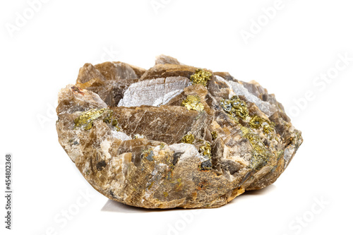Foto Macro mineral stone Barit Pyrit on a white background