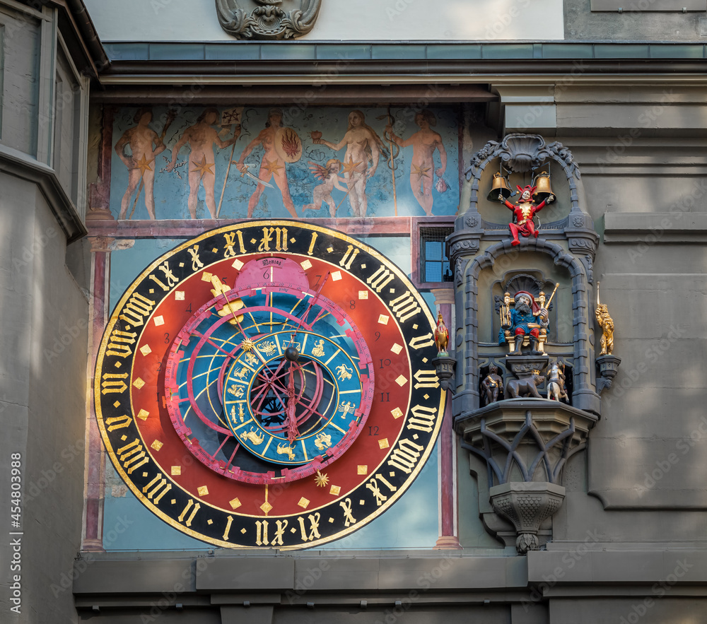 Detail of the Astronomical Clock of Zytglogge - Medieval Tower Clock - Bern, Switzerland