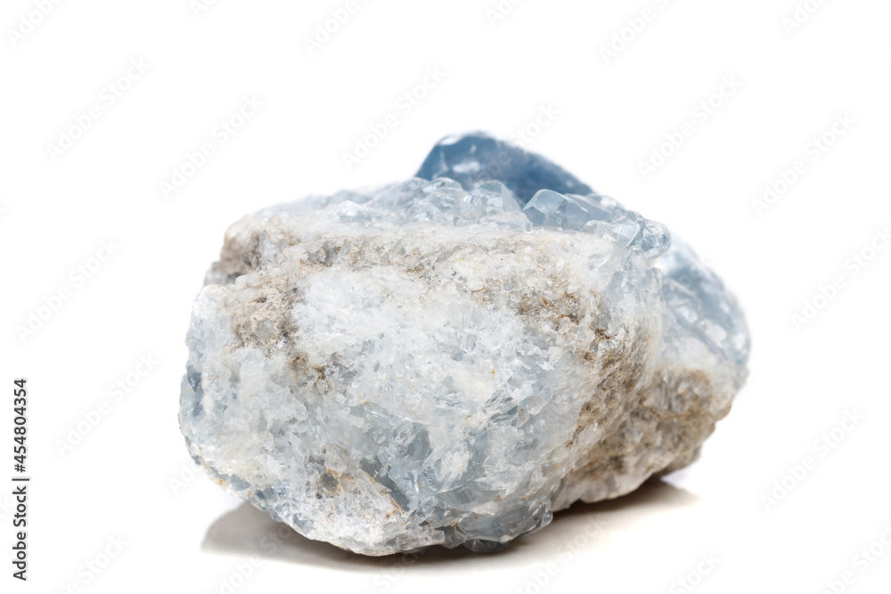 Macro mineral stone Celestine in the breed a white background