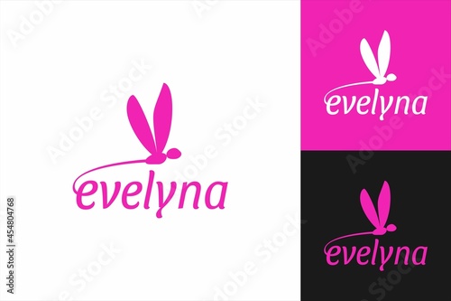 Evelyna feminine logo. dragonfly design concept.simple, stylish,premiun,beauty.