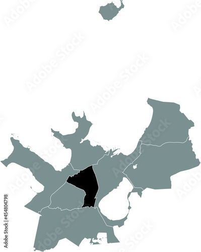 Black location map of the Tallinner Kristiine district inside gray urban districts map of the Estonian capital city of Tallinn, Estonia