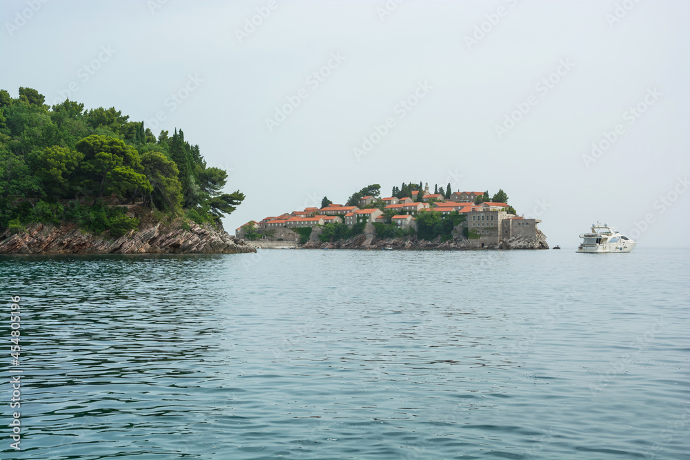 View to Sveti Stefan island in Montenegro
