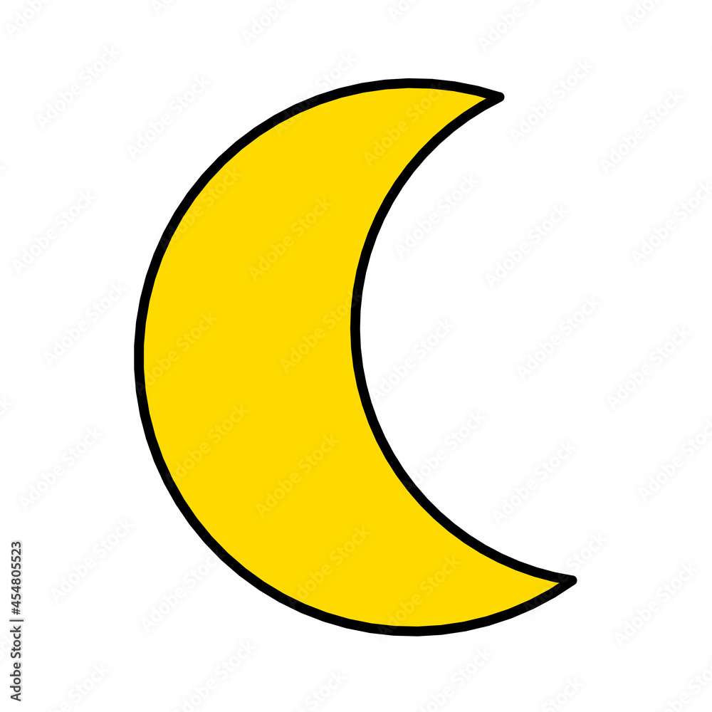 Vector isolated halloween element yellow doodle crescent Vector isolated halloween element yellow doodle crescent