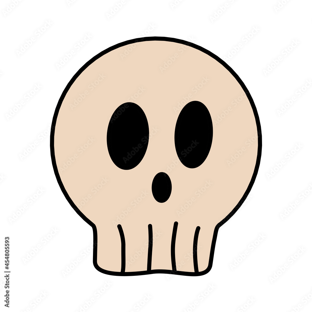 Fototapeta premium Vector isolated halloween element doodle scary skull