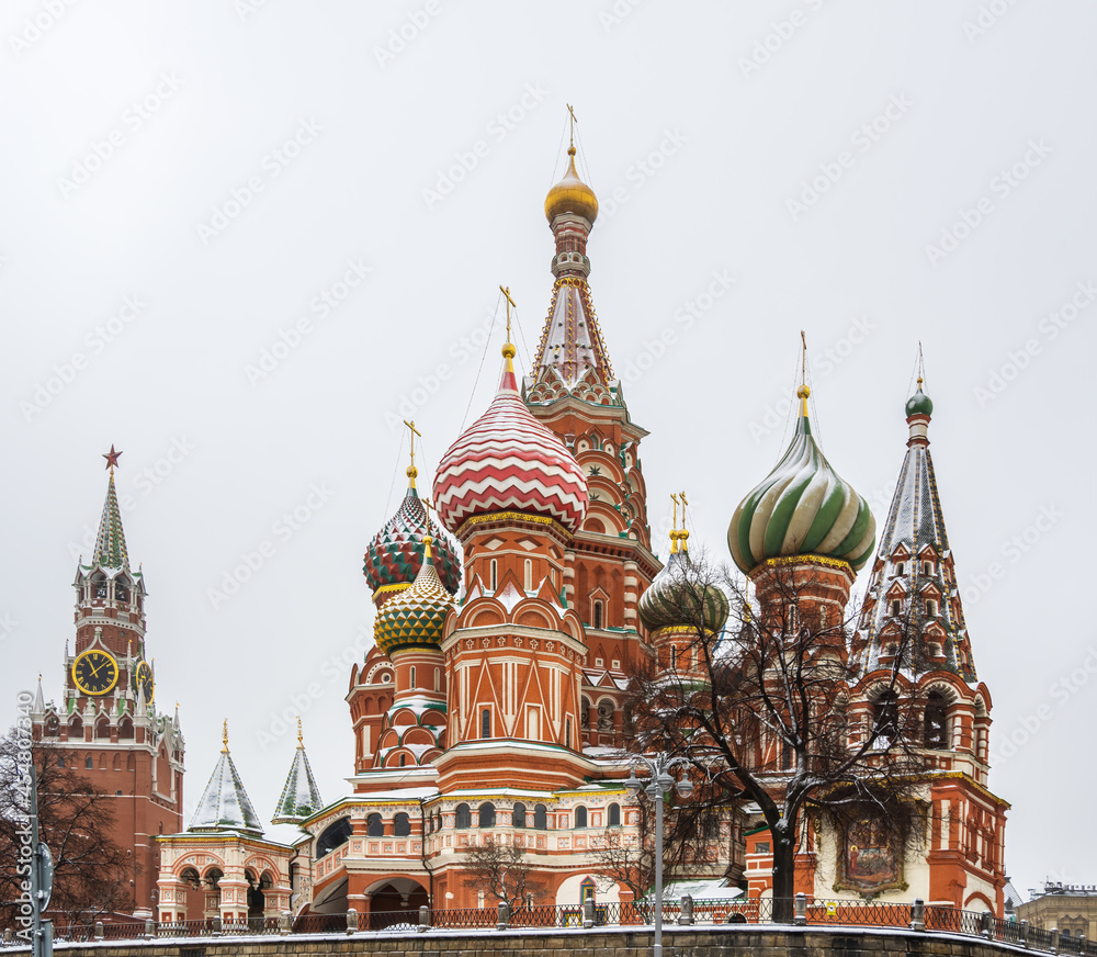 St. Basil's Cathedral on Red Square in Moscow at winter St. Basil's Cathedral on Red Square in Moscow at winter