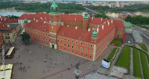 Aerial view of The Royal Castle in Warsaw Old Town. Zamek Królewski w Warszawie
