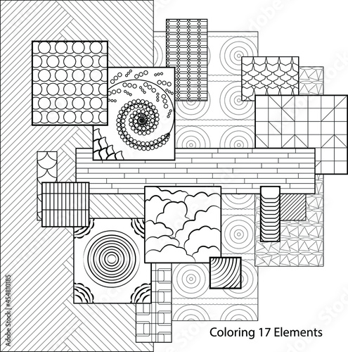 Coloring page rectangles Vector 17 Elements for web  print