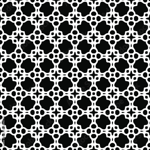 floral seamless pattern background.Geometric ornament for wallpapers and backgrounds. Black and white pattern.