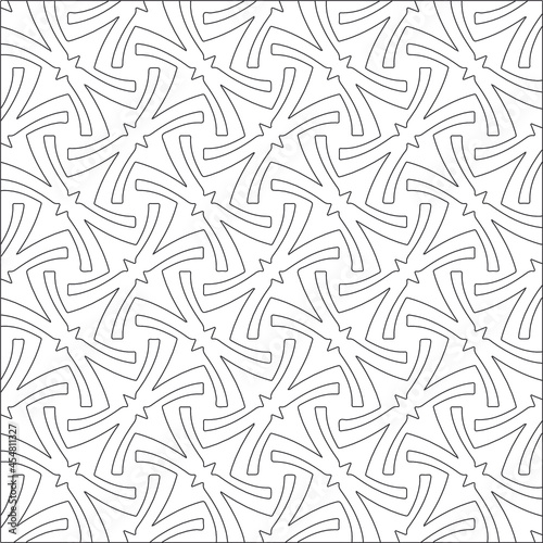 Vector pattern with symmetrical elements . Repeating geometric tiles from striped elements. black patterns.