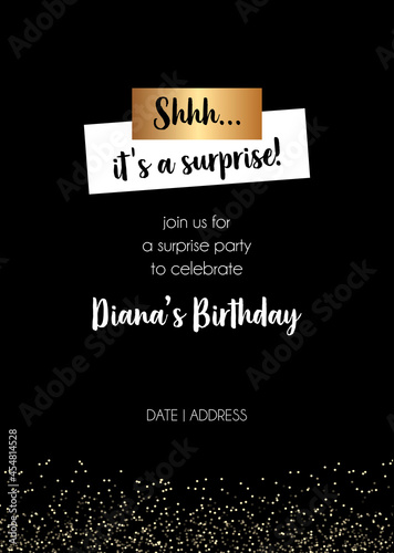 Surprise Party | Secret Party vector calligraphic invitation card