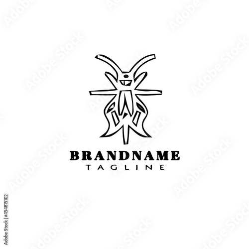 animal bedbug cartoon logo icon cute template black isolated vector illustration