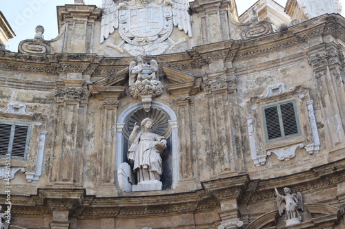 Statue in Quattro Canti, officially known as Piazza Vigliena, is a Baroque square in Palermo photo