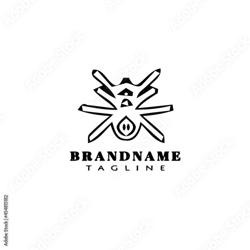 animal bedbug cartoon logo icon design template black isolated vector cute