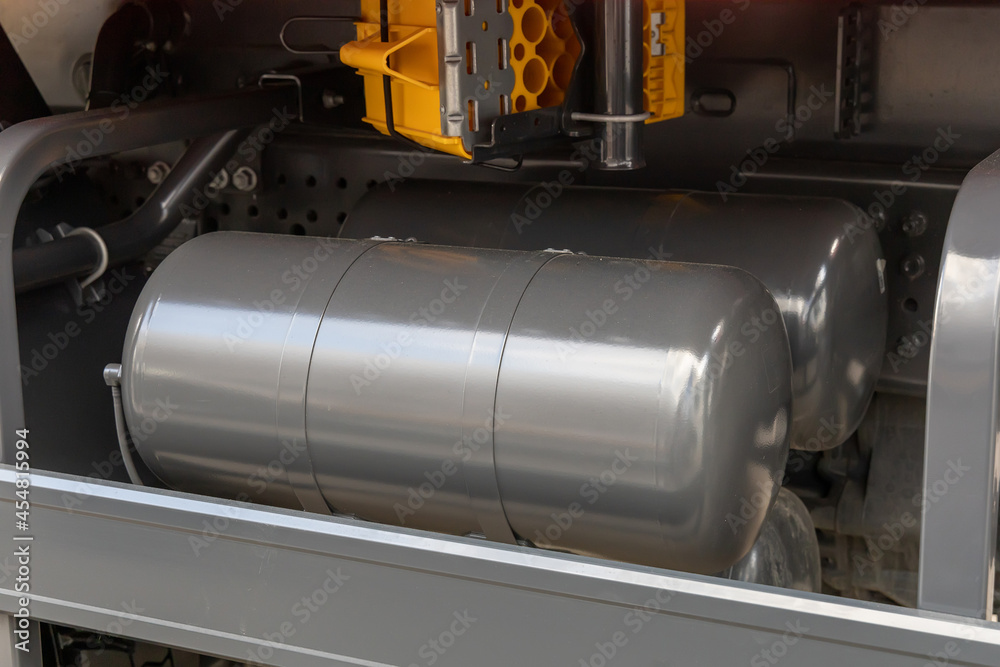 Truck air tanks. Air reservoirs of the air brake system of the truck