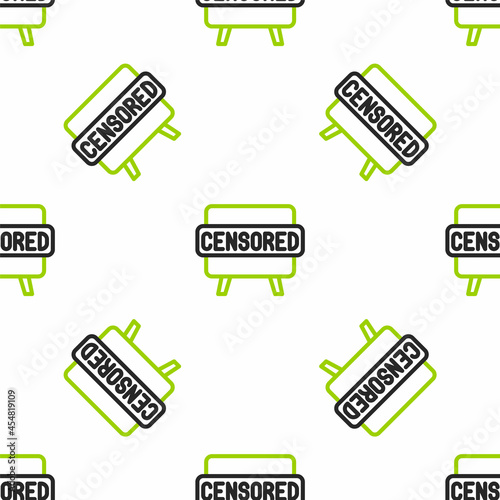 Line Censored stamp icon isolated seamless pattern on white background. Vector