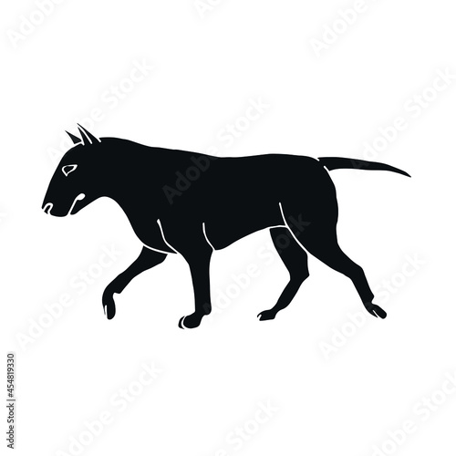Vector hand drawn doodle sketch black bull terrier dog isolated on white background