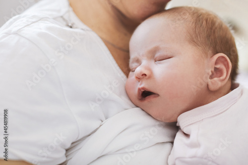 Closeup portrait of a sleeping newborn baby.