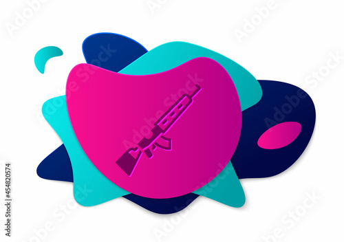 Color Sniper rifle with scope icon isolated on white background. Abstract banner with liquid shapes. Vector