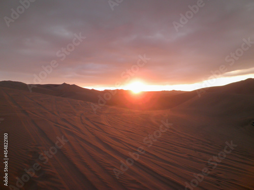 sunset in the ica desert - peru.