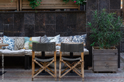 a table on the summer terrace of the cafe