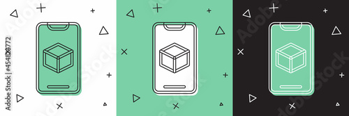 Set 3D printer software icon isolated on white and green, black background. 3d printing. Vector