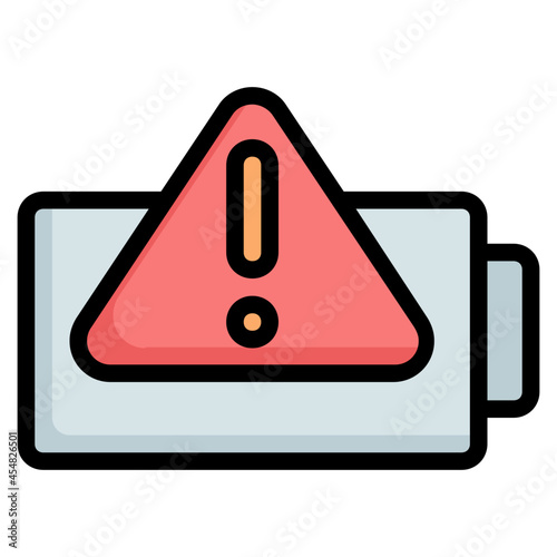 alert battery Color line icon photo