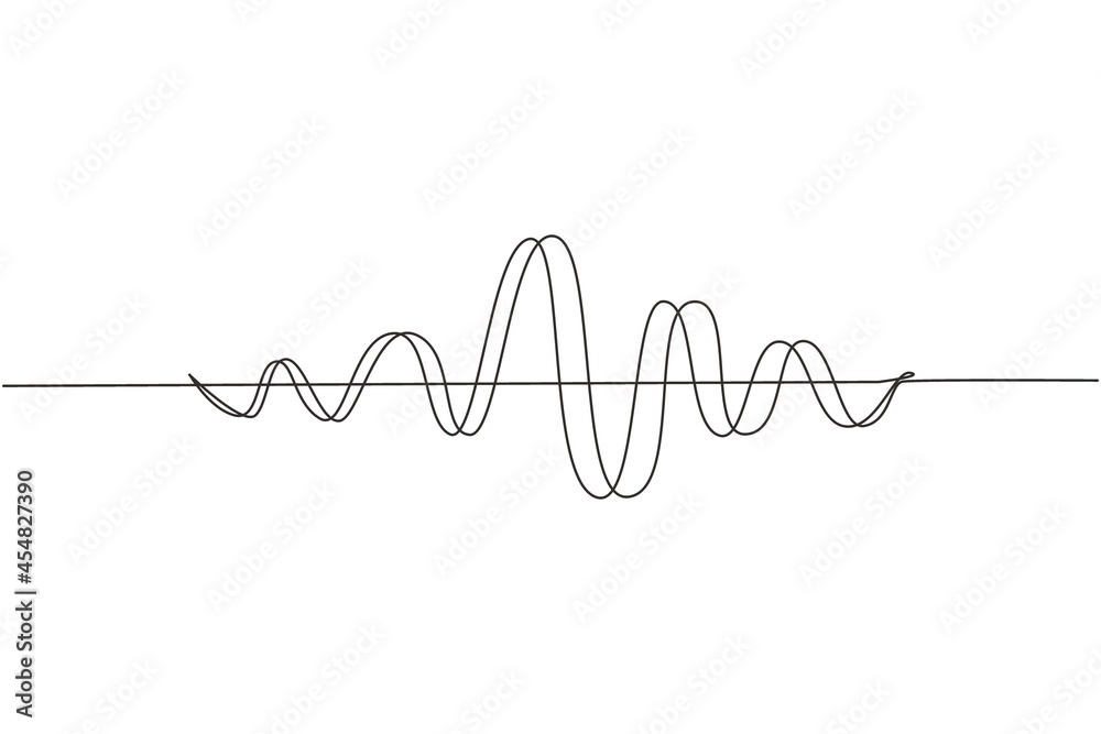 Vettoriale Stock Single continuous line drawing black sound waves. Music  audio frequency, voice line waveform, electronic radio signal, volume level  symbol. Vector curve radio waves. One line draw graphic design | Adobe